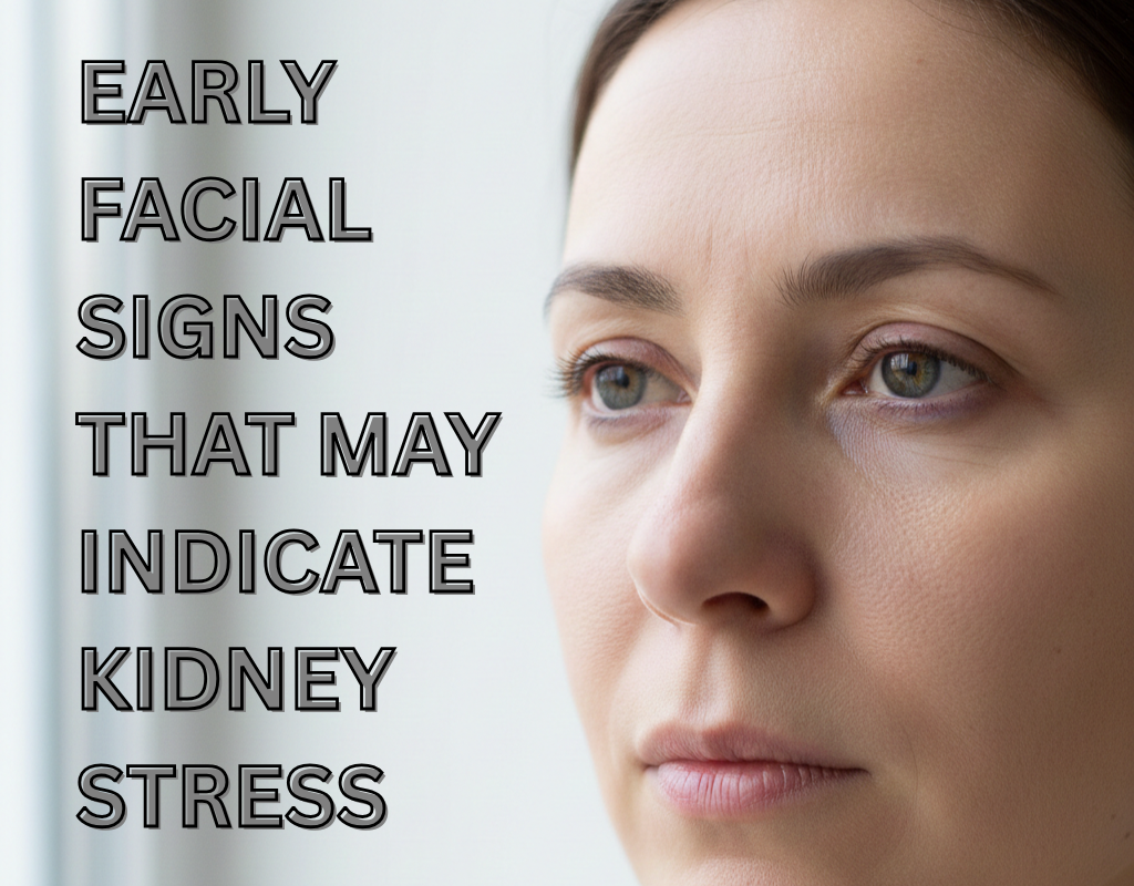 Close-up of a woman’s face showing mild under-eye puffiness and dull skin, used to illustrate early kidney stress signs.