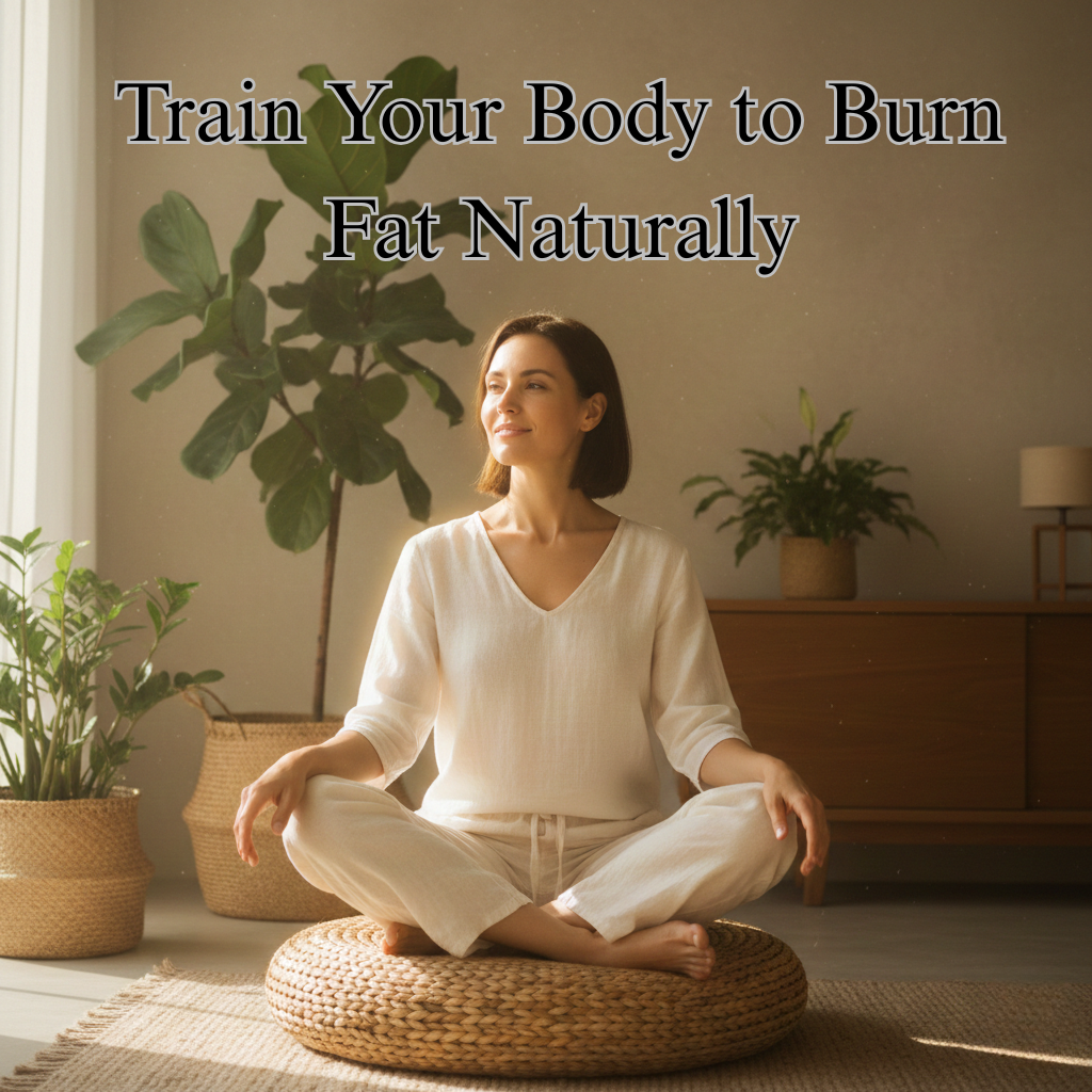 A healthy woman sitting calmly, representing metabolic flexibility, balanced energy, and natural fat burning through lifestyle and nutrition