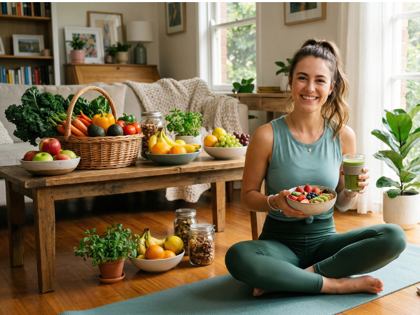 Healthy lifestyle concept showing balanced diet, exercise, good sleep, and stress management for strong natural immunity