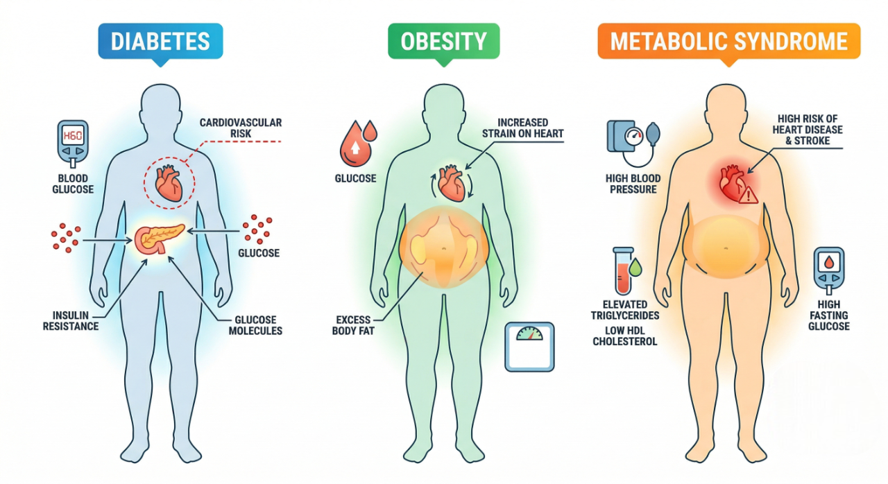difference between diabetes obesity and metabolic syndrome symptoms and prevention