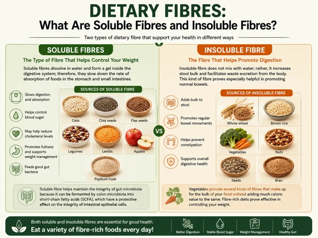 Dietary fibers soluble vs insoluble
