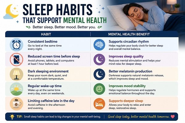 Sleep habits for mental health improvement